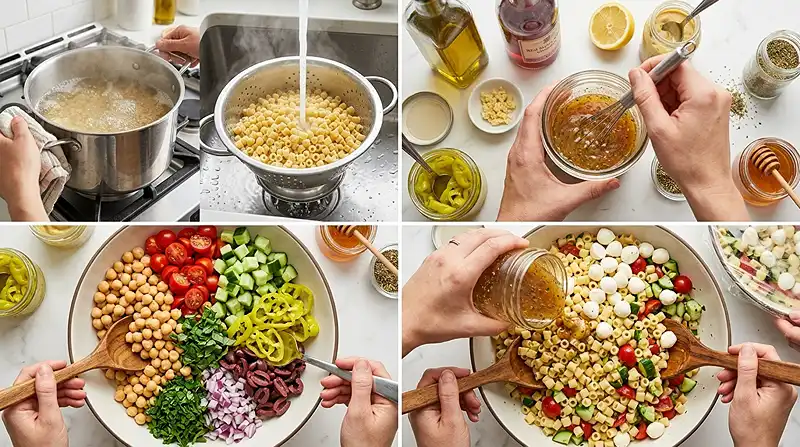 Pepperoncini Chickpea Ditalini Salad 3 cold pepperoncini chickpea ditalini for picnic and potluck tables