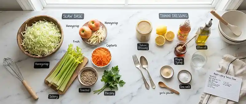 Apple Celery Tahini Slaw 2 crisp apple celery for healthy lunch sides