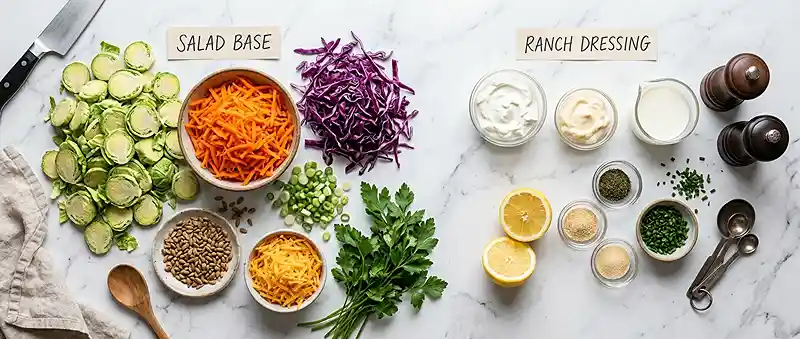 Brussels Carrot Ranch Crunch Salad 2 crisp brussels carrot for healthy lunch sides