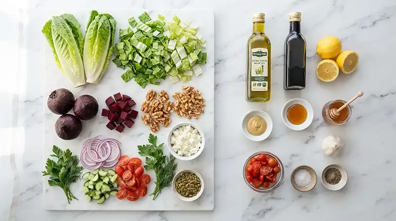 Romaine Beet Walnut Chop Salad 2 crisp romaine beet for healthy lunch sides
