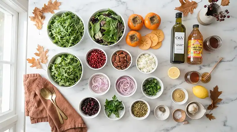 Autumn Persimmon Pecan Salad 2 easy autumn persimmon for october lunch parties