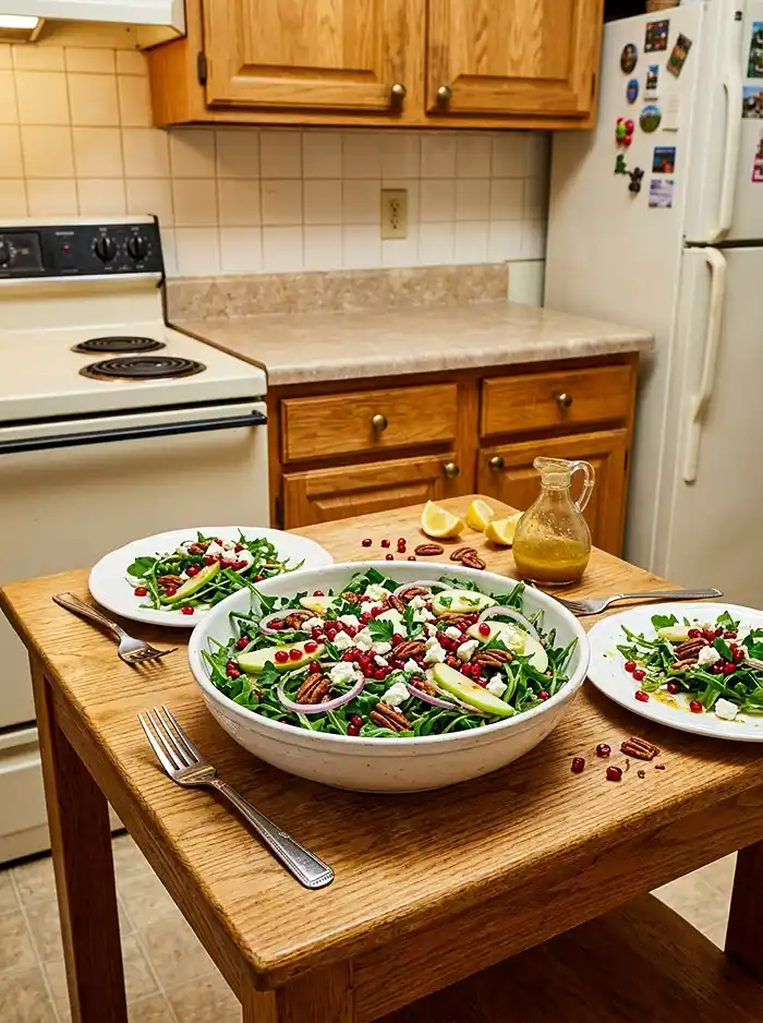 Arugula Pomegranate Feta Salad 4 easy leafy side salad recipe