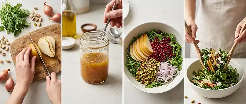 Arugula Pear Pistachio Salad 3 easy leafy side salad recipe