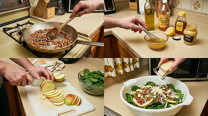 Spinach Apple Parmesan Crunch Salad 3 easy leafy side salad recipe