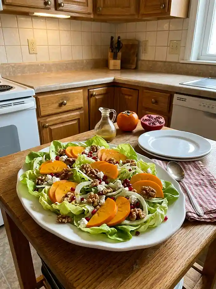 Butter Lettuce Persimmon Walnut Salad 4 easy leafy side salad recipe