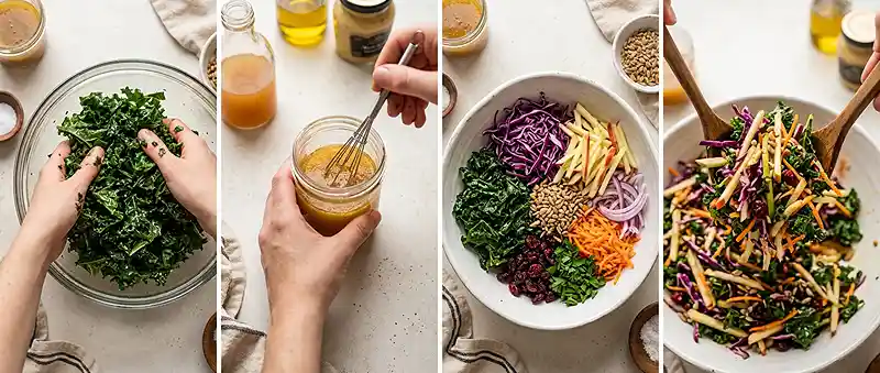 Crunchy Kale Apple Cider Slaw Salad 3 easy leafy side salad recipe