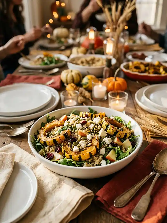 Delicata Feta Quinoa Crunch Salad 4 easy november potluck side dish