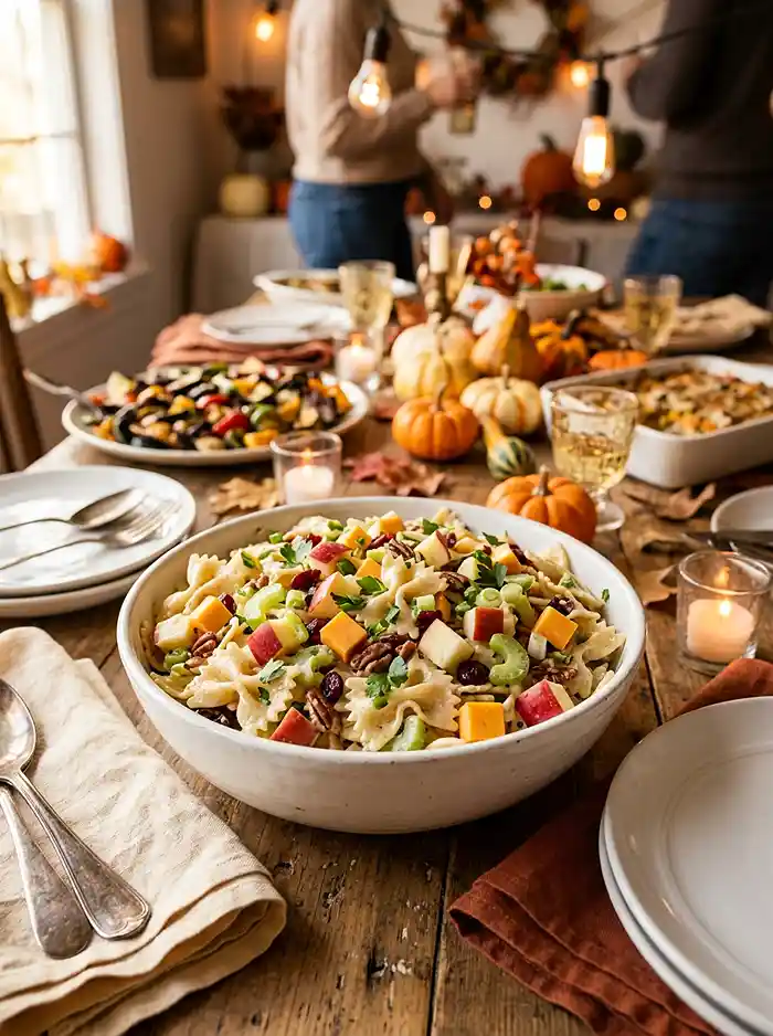 Crunchy Apple Cheddar Bowtie Salad 4 easy november potluck side dish