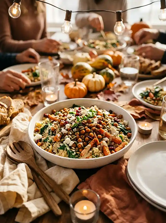 Roasted Carrot Chickpea Couscous Salad 4 easy november potluck side dish
