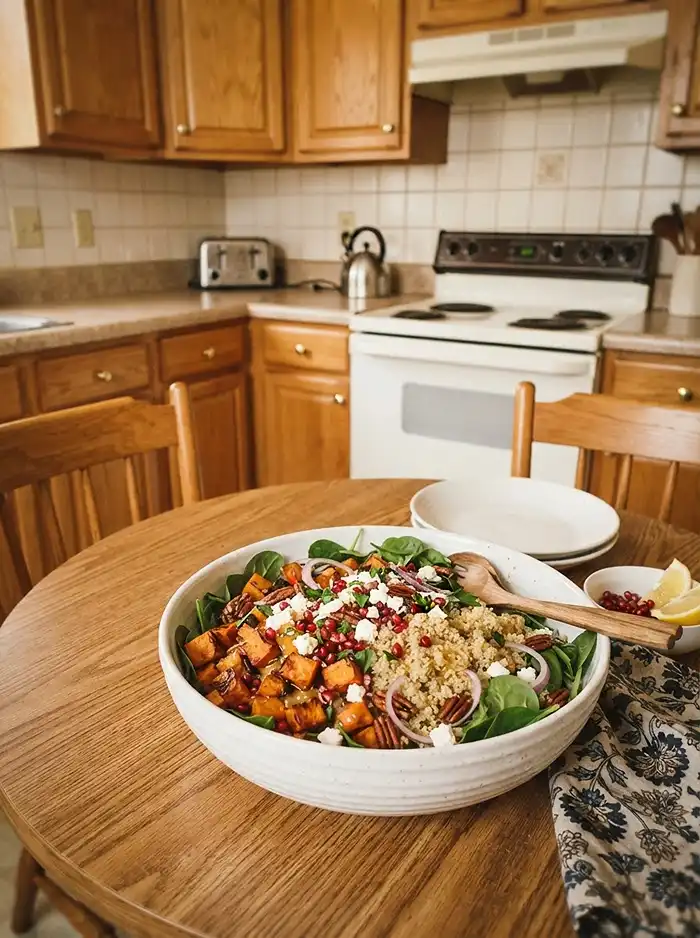 Sweet Potato Pomegranate Quinoa Salad 4 easy november potluck side dish