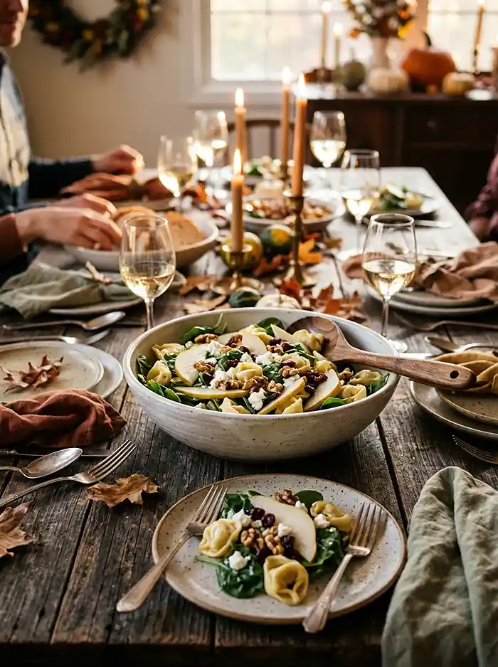 Crunchy Pear Walnut Tortellini Salad 4 easy november potluck side dish