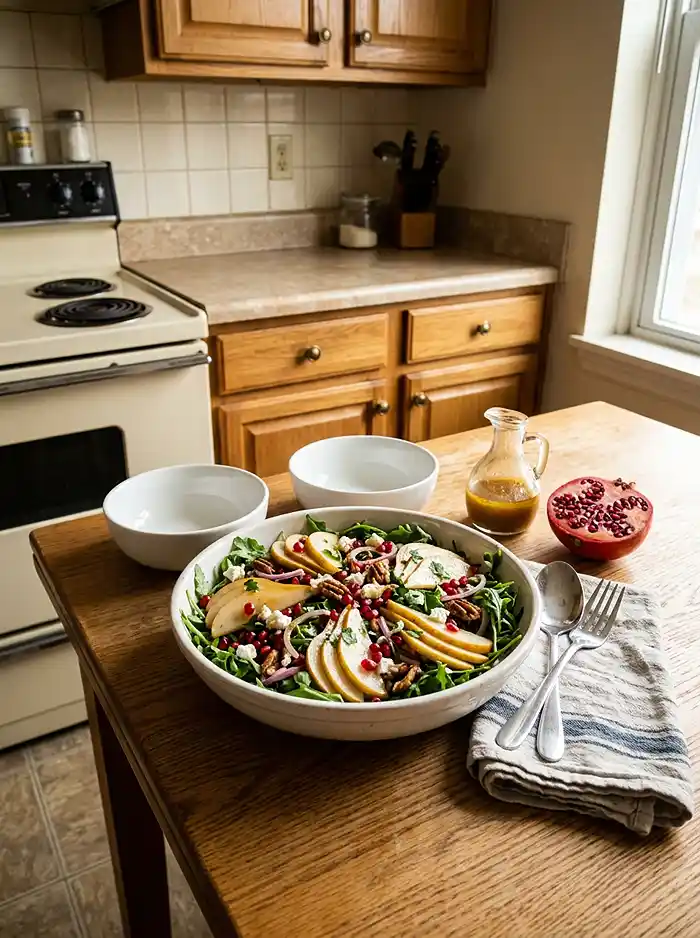 Pomegranate Pear Arugula Salad 4 easy november salad for gatherings