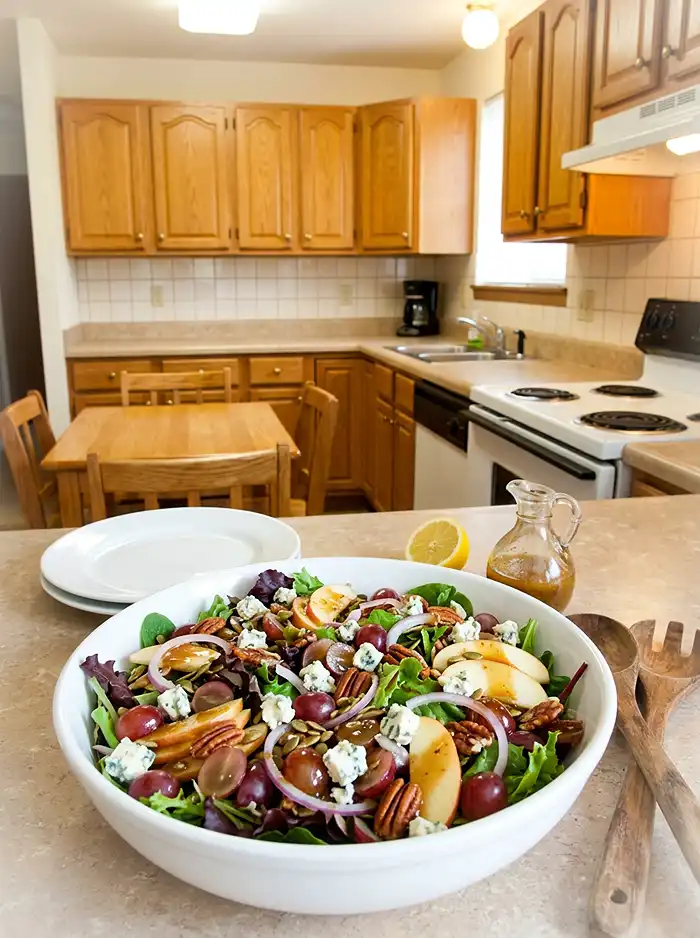 Harvest Grape Gorgonzola Greens Salad 4 easy november salad for gatherings
