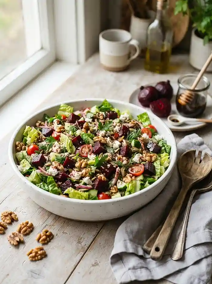 Romaine Beet Walnut Chop Salad 4 easy romaine beet walnut for back to school lunches