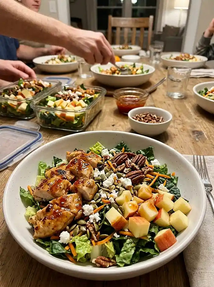 Crunchy Hot Honey Chicken Apple Chop Salad 4 easy weeknight salad dinner idea