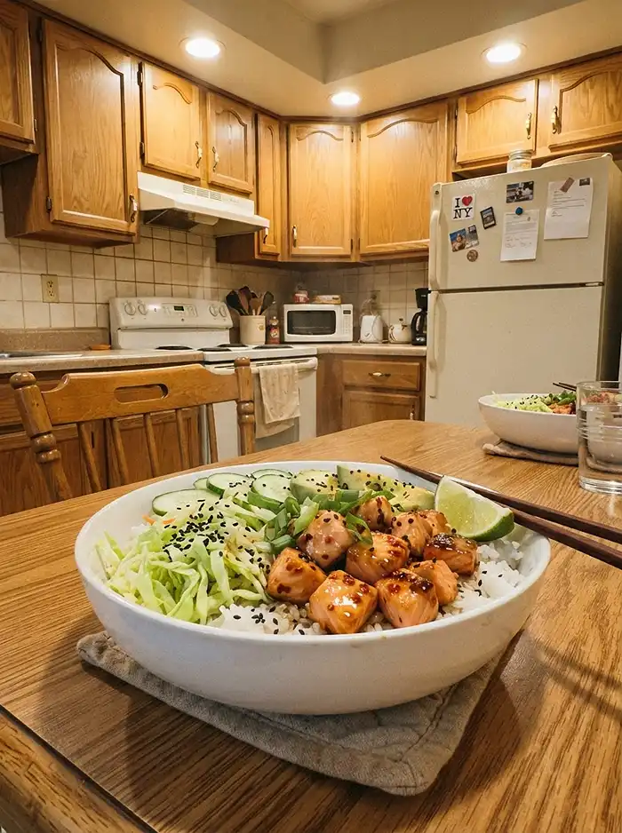 Chili Crisp Salmon Cabbage Rice Bowl 4 easy weeknight salad dinner idea