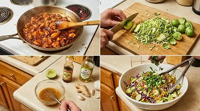 Gochujang Chicken Brussels Chop 3 easy weeknight salad dinner idea