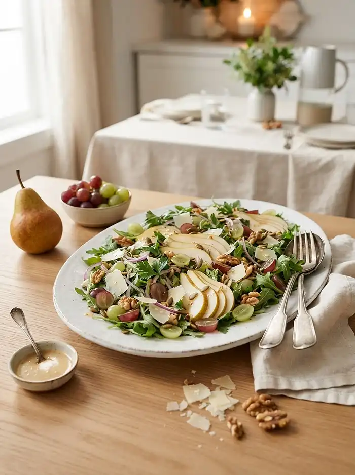 Pear Grape Parmesan Greens Salad 4 fresh grape parmesan for colorful harvest tables
