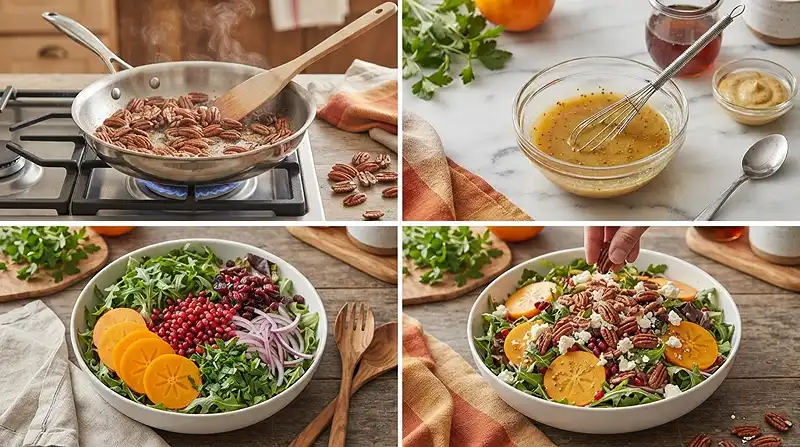 Autumn Persimmon Pecan Salad 3 fresh persimmon pecan for colorful harvest tables