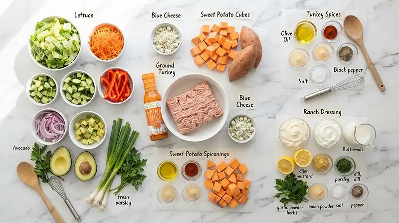 Buffalo Turkey Sweet Potato Salad 2 high protein buffalo turkey for easy weeknight dinners