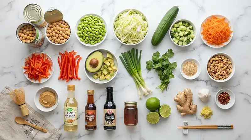 Miso Chickpea Cucumber Crunch Bowl 2 high protein miso chickpea for easy weeknight dinners
