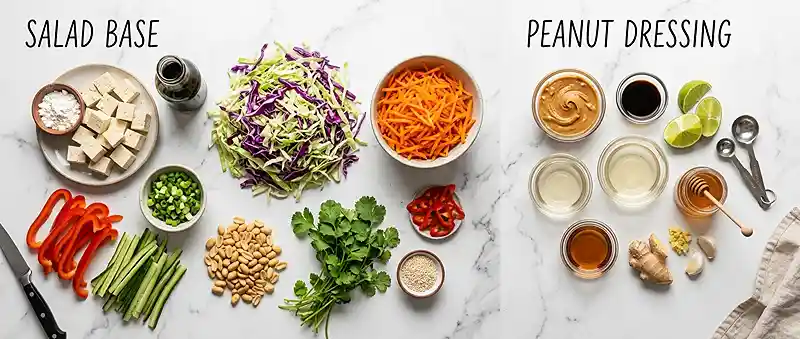 Golden Peanut Tofu Cabbage Crunch Salad 2 high protein peanut tofu for easy weeknight dinners