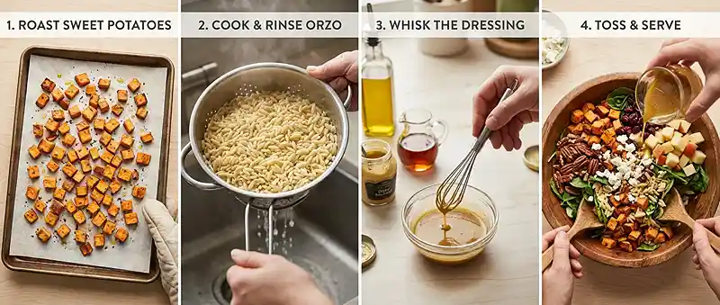 Roasted Sweet Potato Apple Orzo Salad 3 make ahead holiday pasta salad