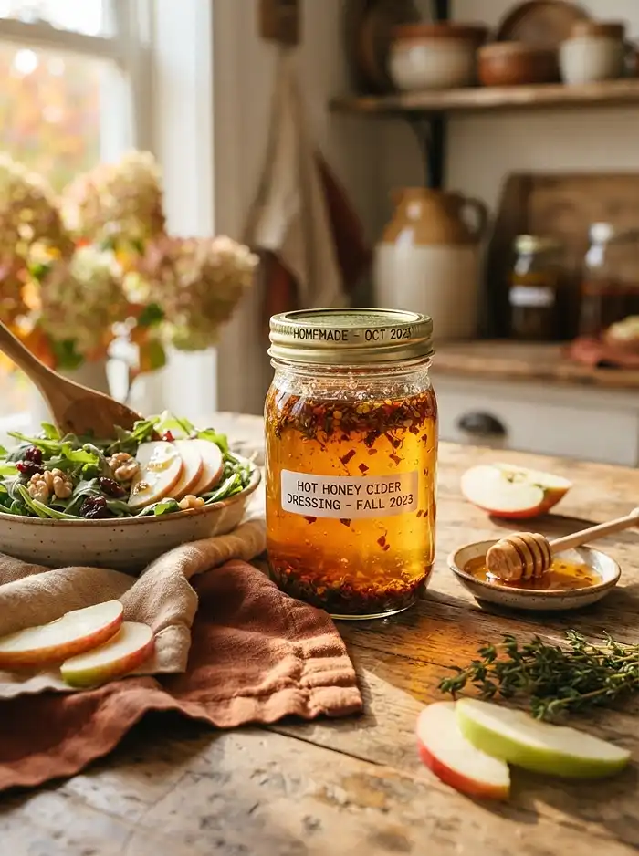 Zesty Hot Honey Cider Dressing 4 make ahead hot honey cider for weeknight dinner salads