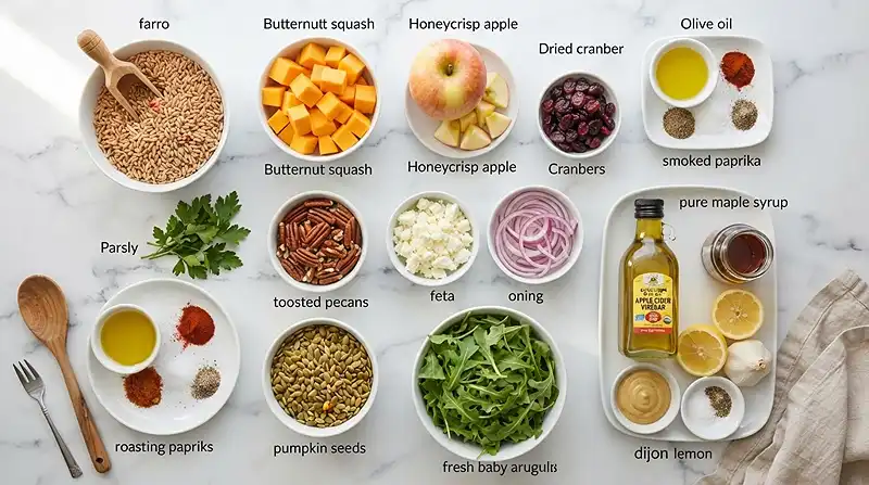 Maple Mustard Farro Harvest Salad 2 make ahead maple mustard for football tailgate spreads