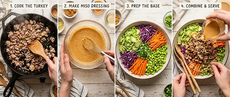 Miso Turkey Brussels Crunch Bowl 3 miso turkey protein salad bowl