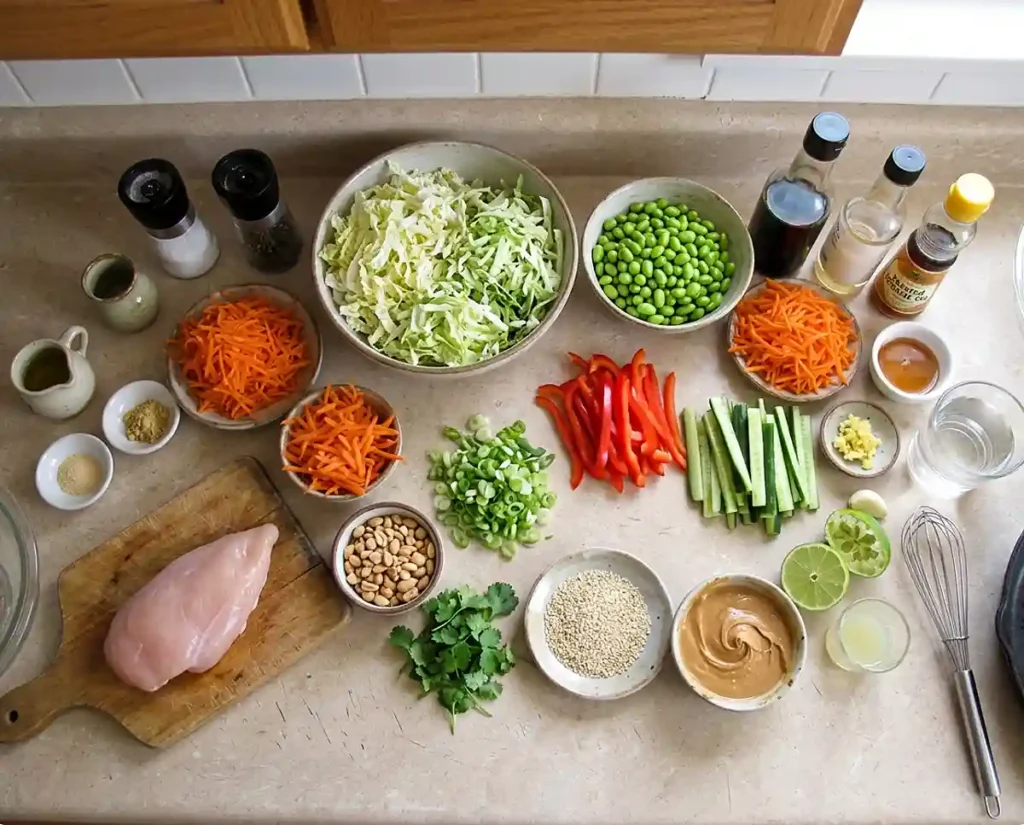 Peanut Lime Edamame Chicken Salad 2 peanut lime protein salad bowl