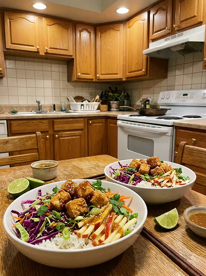 tofu apple protein salad bowl